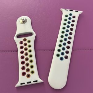 White with rainbow Apple Watch band for series 1 through SE